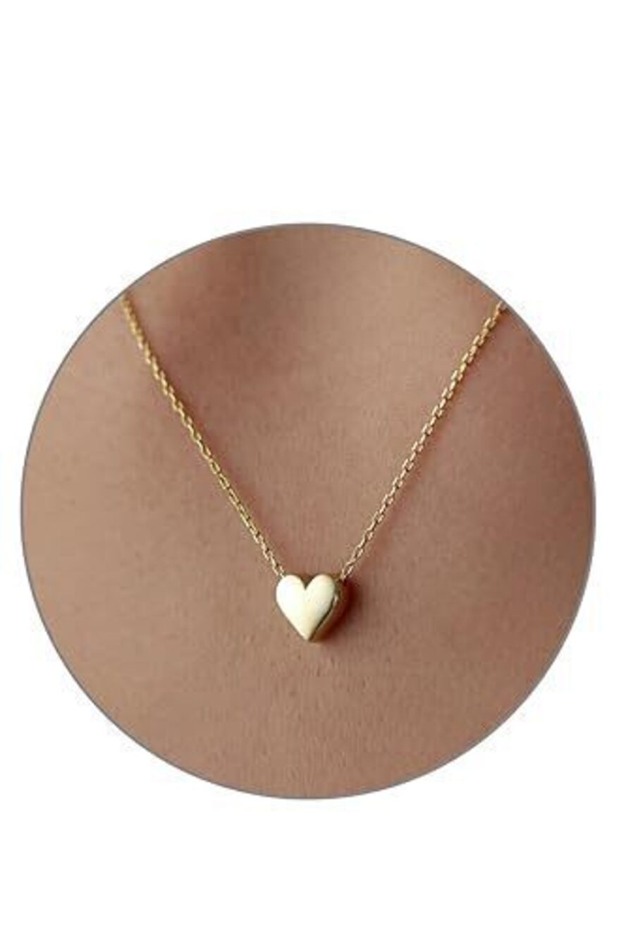 7939 Joy-D Initial Necklaces - 18k Pure Gold Heart Necklace - Delicate Tiny